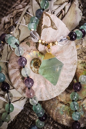 24 x 36 Ammonite with Fluorite Tetrahedron (MT)