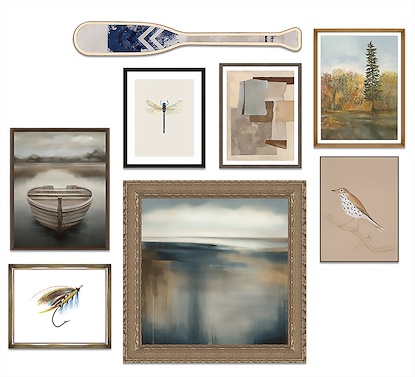 86.75x 74.5 Lake Retreat Art Collage (Set of 8) (Complete Set)